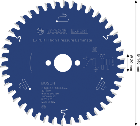 BoschEXPERT 高压层压板圆锯片 140 毫米。